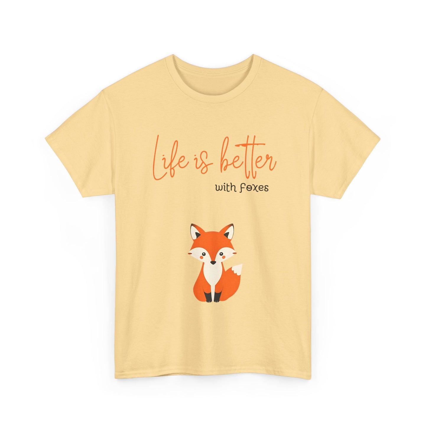 Cute Fox Themed Unisex Heavy Cotton Tee - "Life is Better with Foxes"