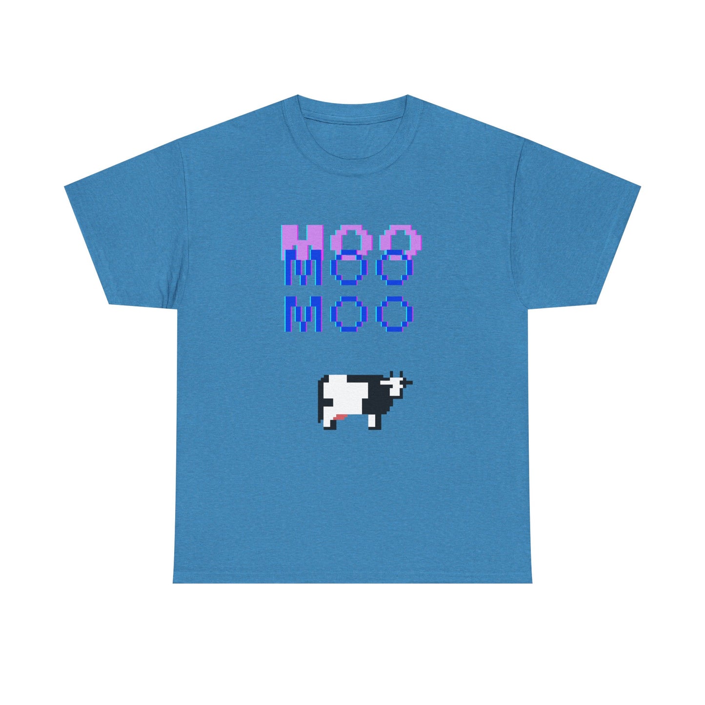 Retro Pixel Art Unisex Heavy Cotton Tee - 'MOO' Design