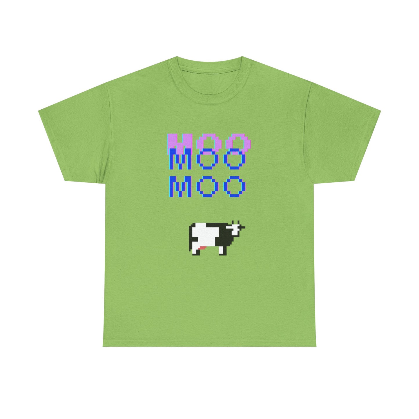 Retro Pixel Art Unisex Heavy Cotton Tee - 'MOO' Design