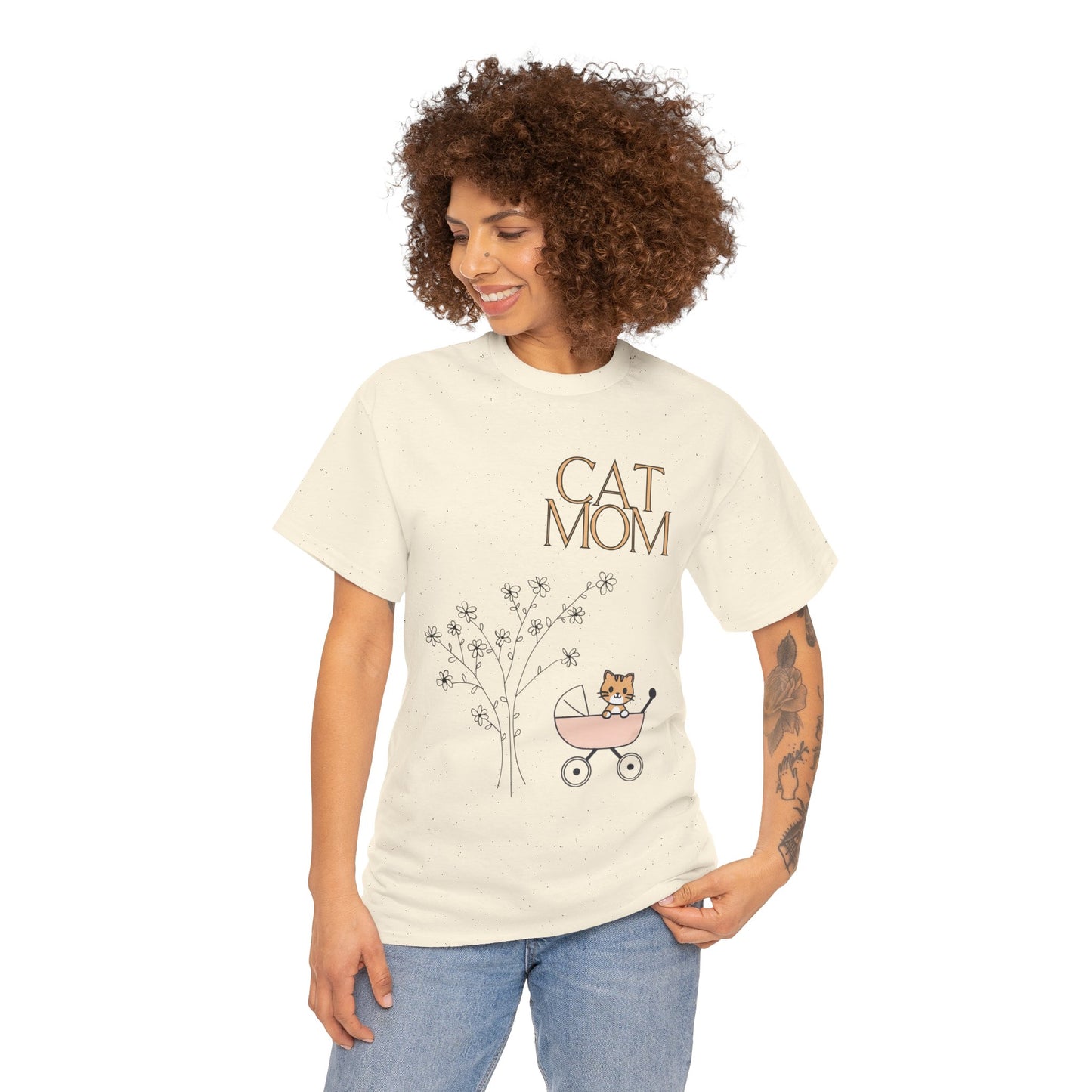 Cat Mom Unisex Heavy Cotton Tee - Cute and Comfy Shirt for Cat Lovers