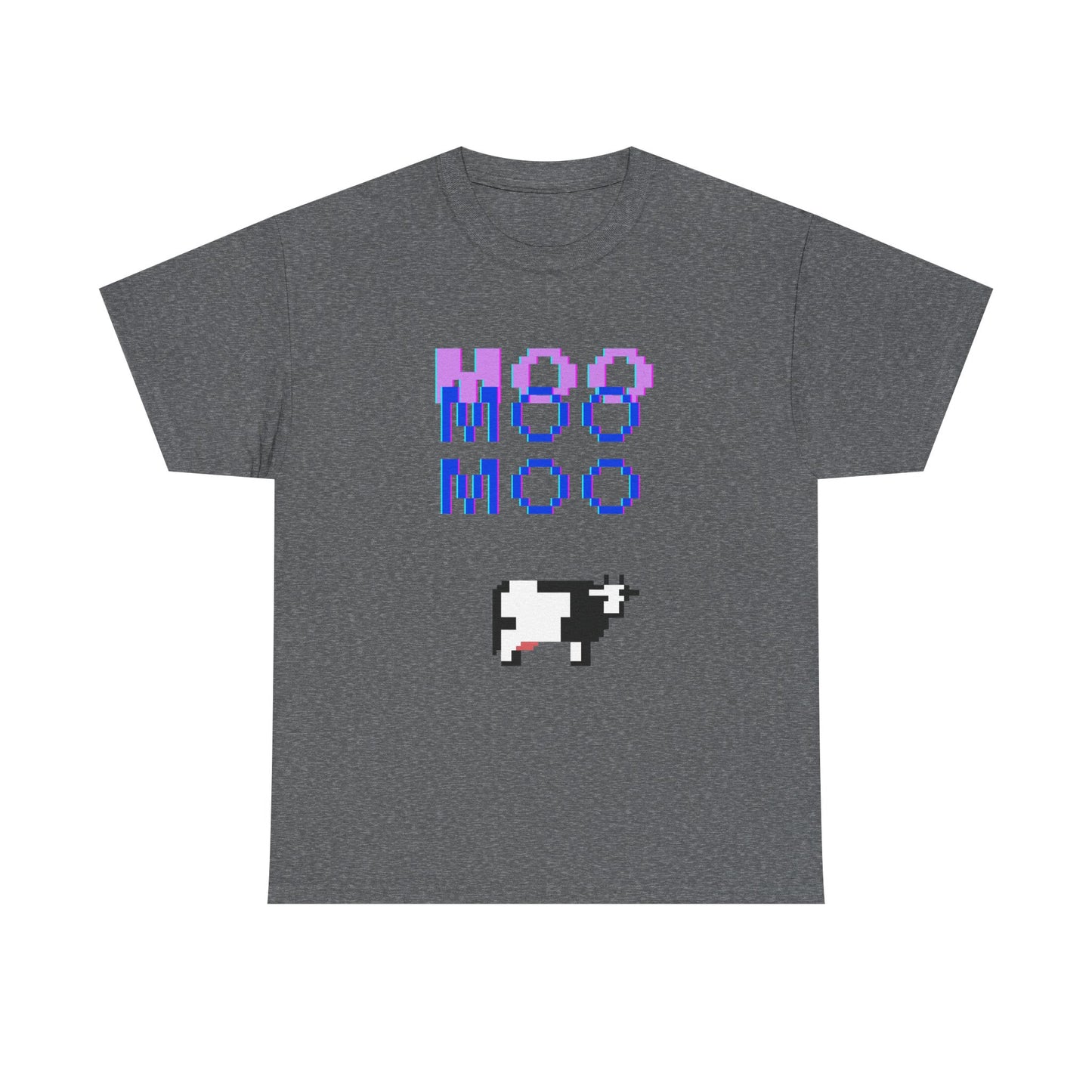 Retro Pixel Art Unisex Heavy Cotton Tee - 'MOO' Design