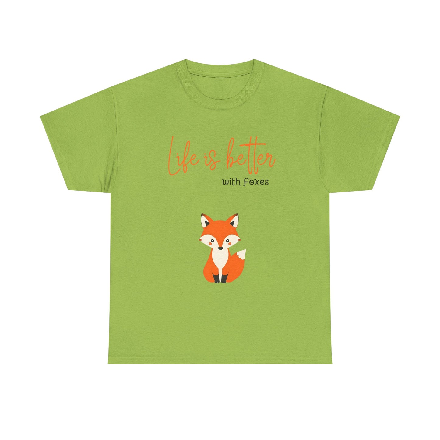 Cute Fox Themed Unisex Heavy Cotton Tee - "Life is Better with Foxes"