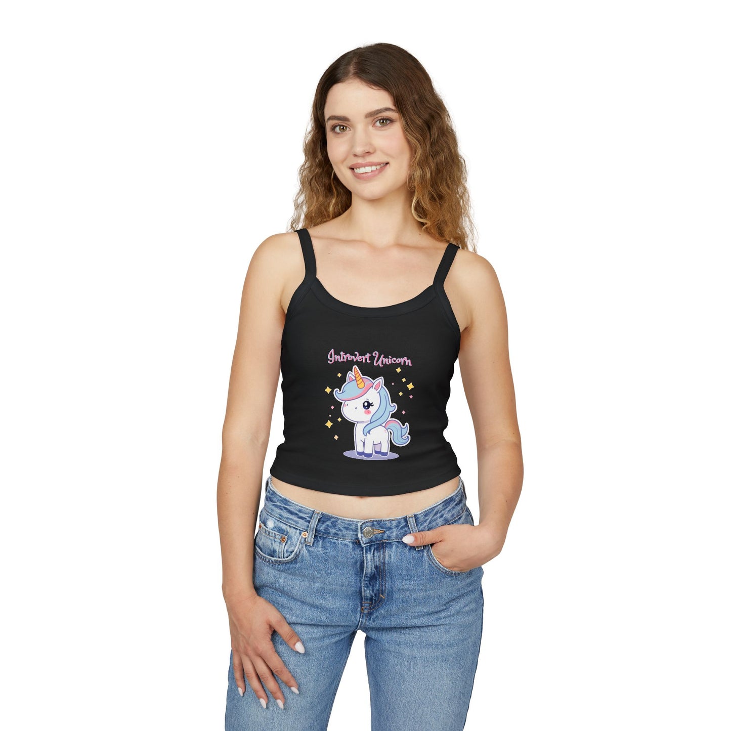 Introvert Unicorn Spaghetti Strap Tank Top - Cute Women's Summer Apparel