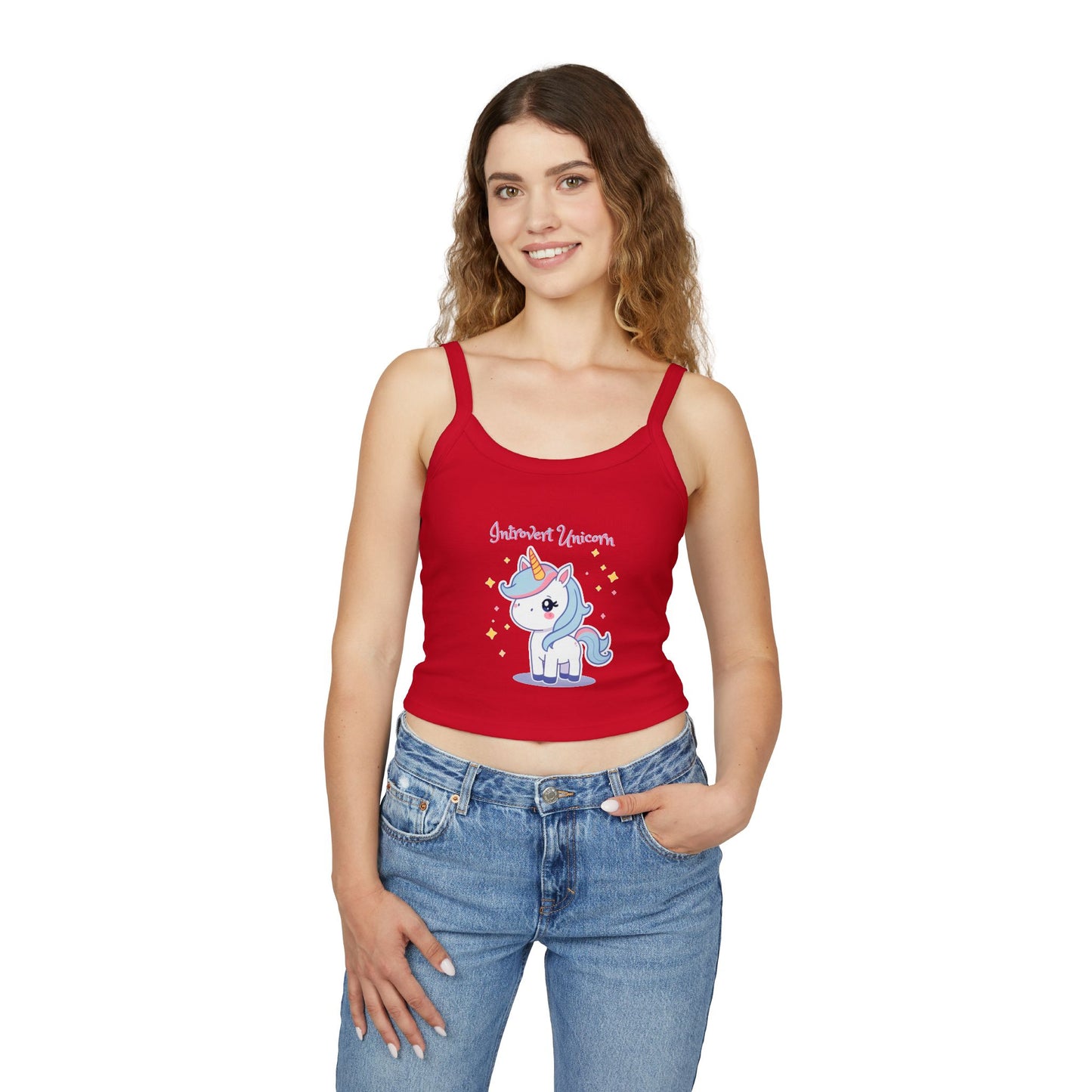 Introvert Unicorn Spaghetti Strap Tank Top - Cute Women's Summer Apparel