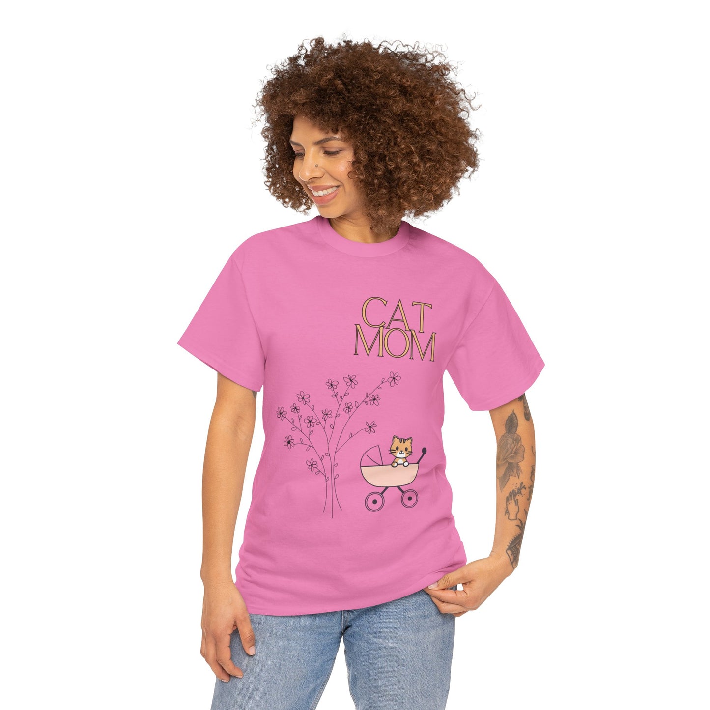 Cat Mom Unisex Heavy Cotton Tee - Cute and Comfy Shirt for Cat Lovers