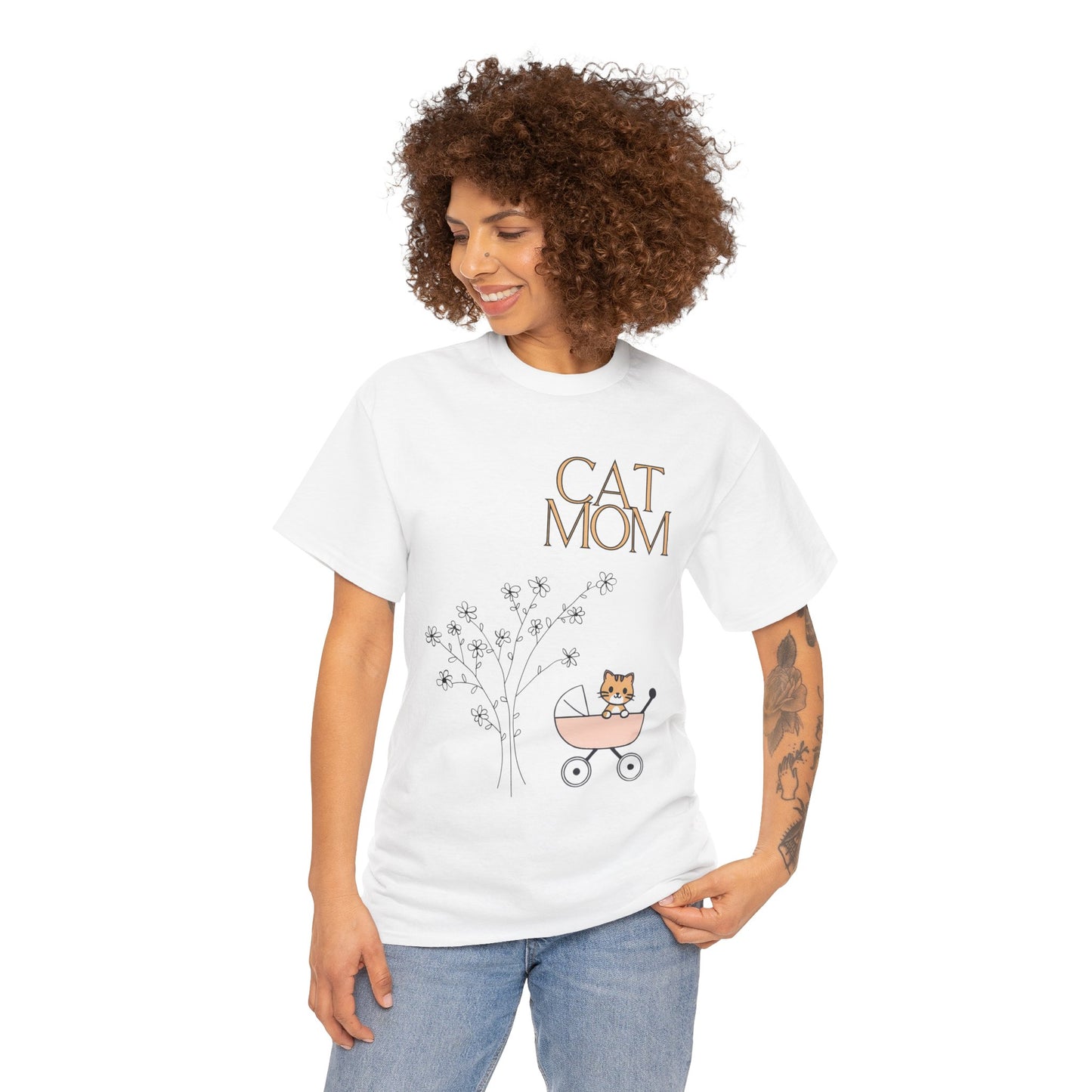 Cat Mom Unisex Heavy Cotton Tee - Cute and Comfy Shirt for Cat Lovers
