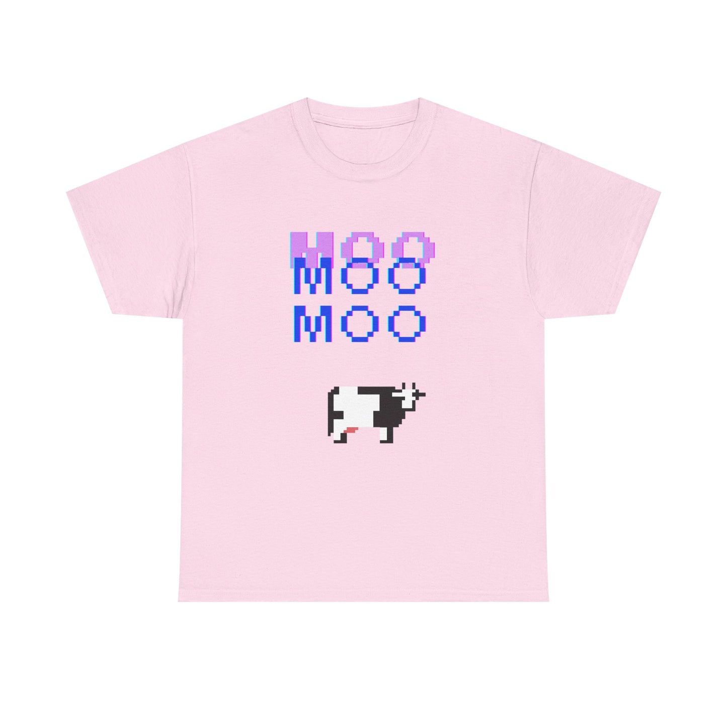 Retro Pixel Art Unisex Heavy Cotton Tee - 'MOO' Design