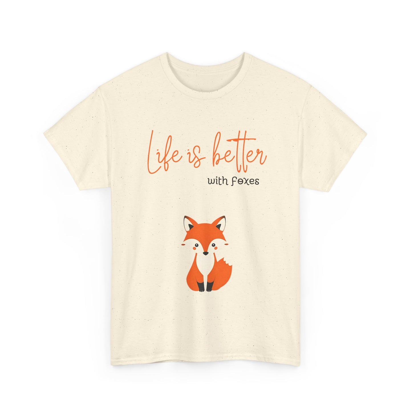 Cute Fox Themed Unisex Heavy Cotton Tee - "Life is Better with Foxes"