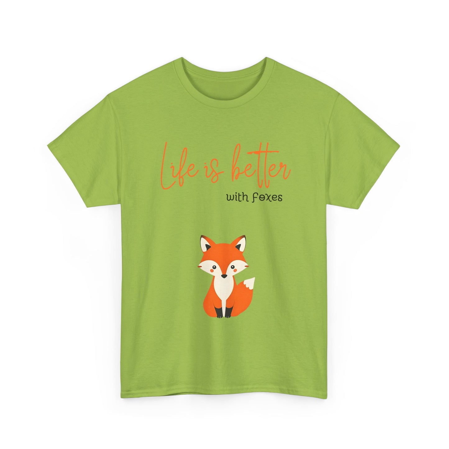 Cute Fox Themed Unisex Heavy Cotton Tee - "Life is Better with Foxes"
