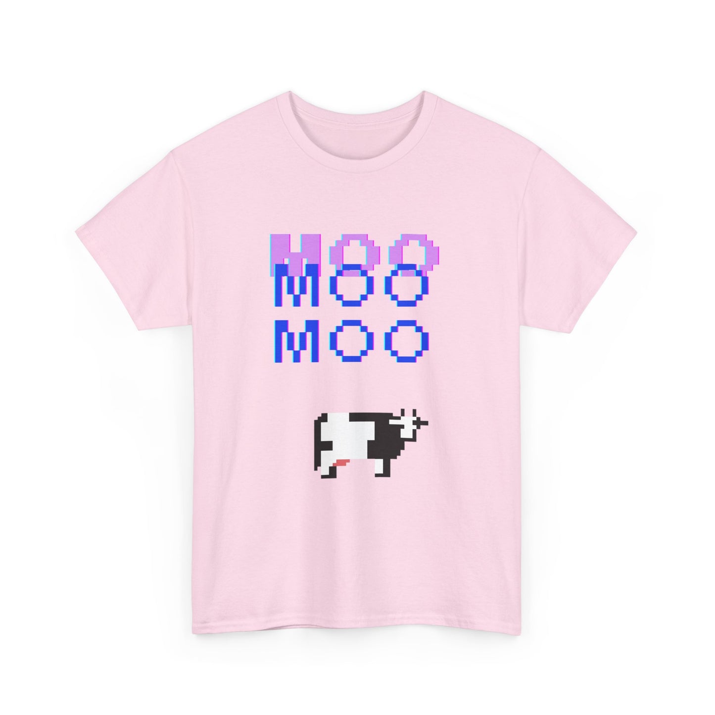 Retro Pixel Art Unisex Heavy Cotton Tee - 'MOO' Design