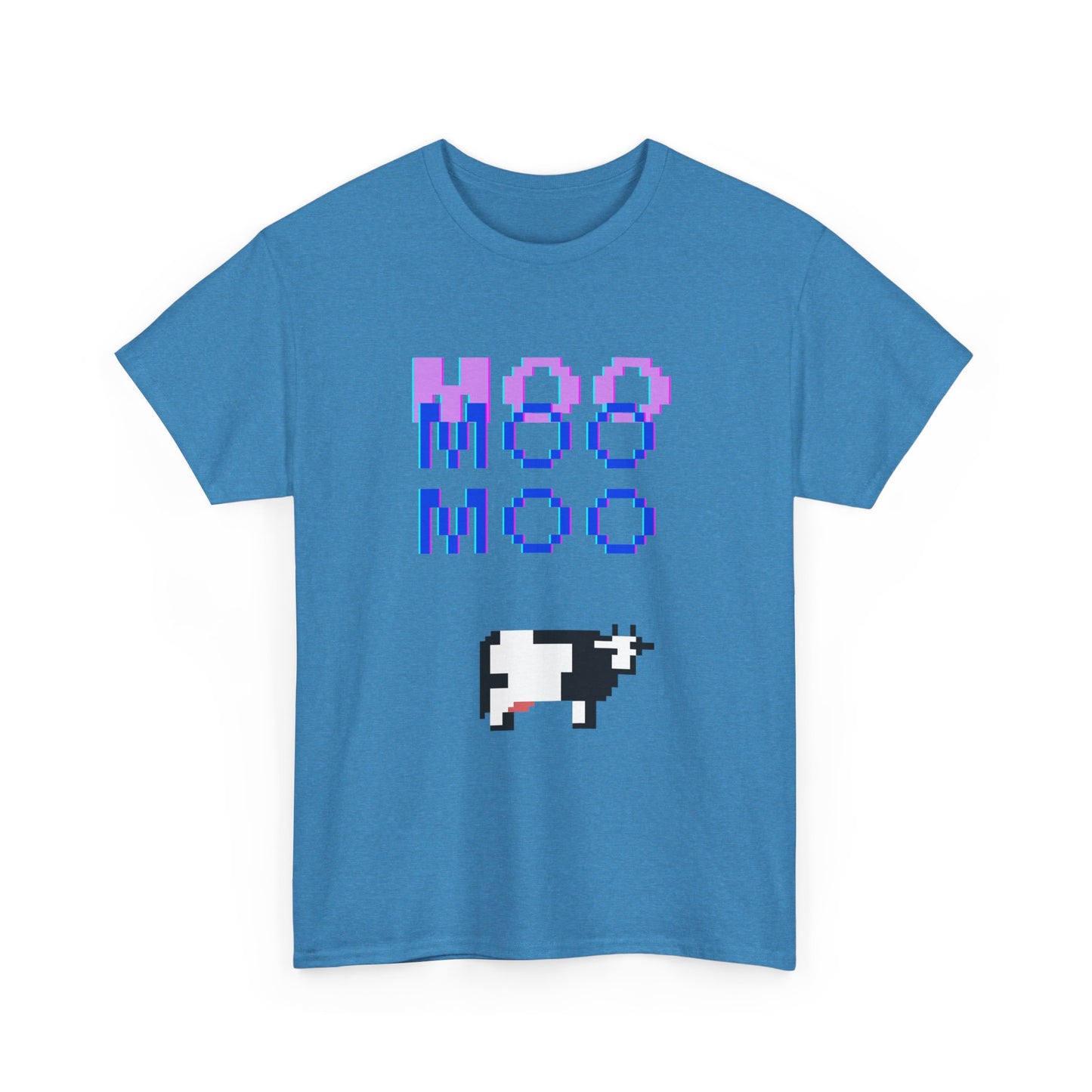 Retro Pixel Art Unisex Heavy Cotton Tee - 'MOO' Design