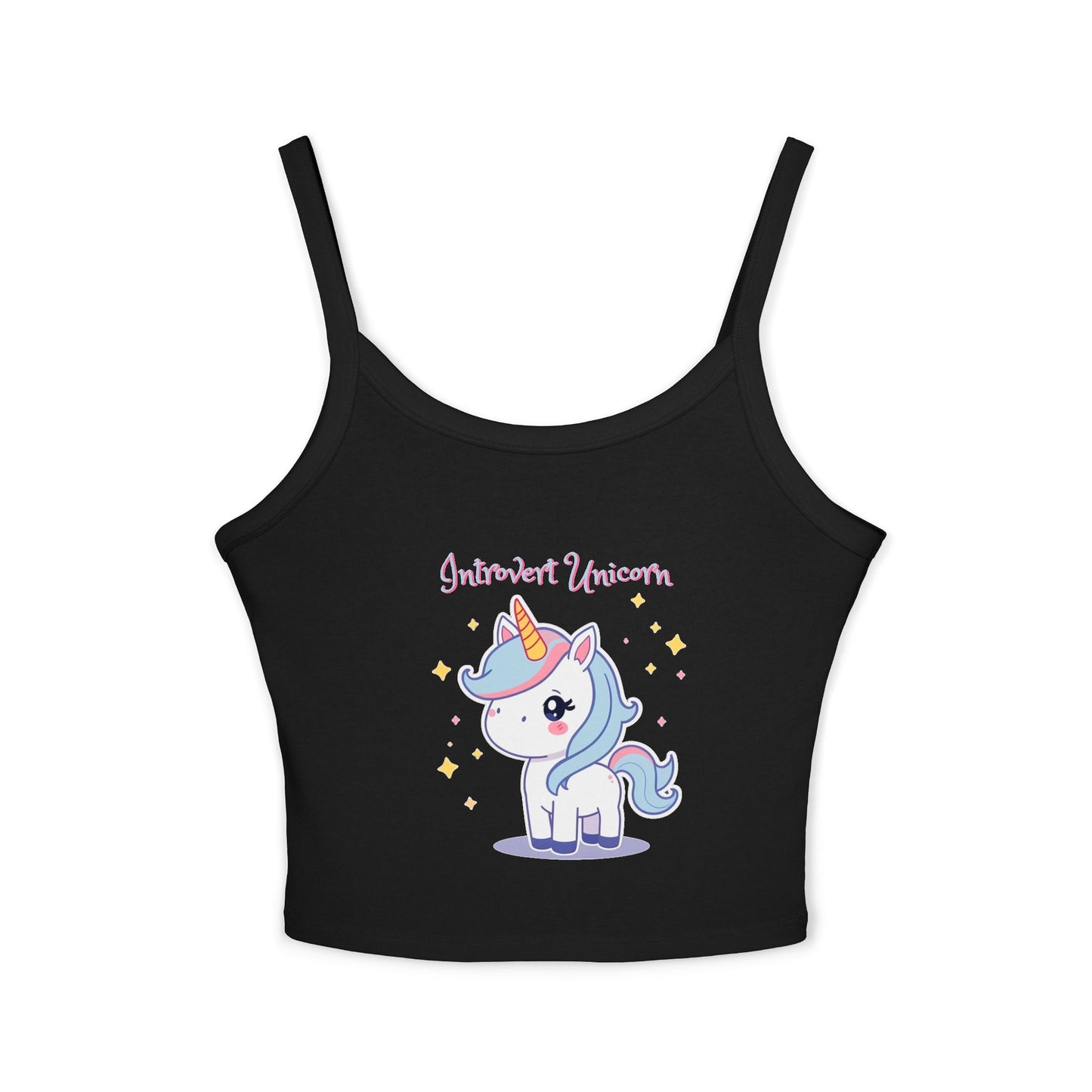 Introvert Unicorn Spaghetti Strap Tank Top - Cute Women's Summer Apparel