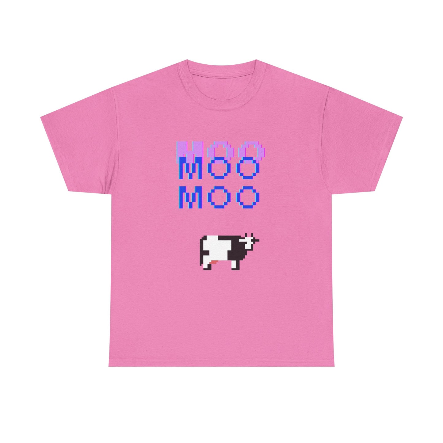 Retro Pixel Art Unisex Heavy Cotton Tee - 'MOO' Design