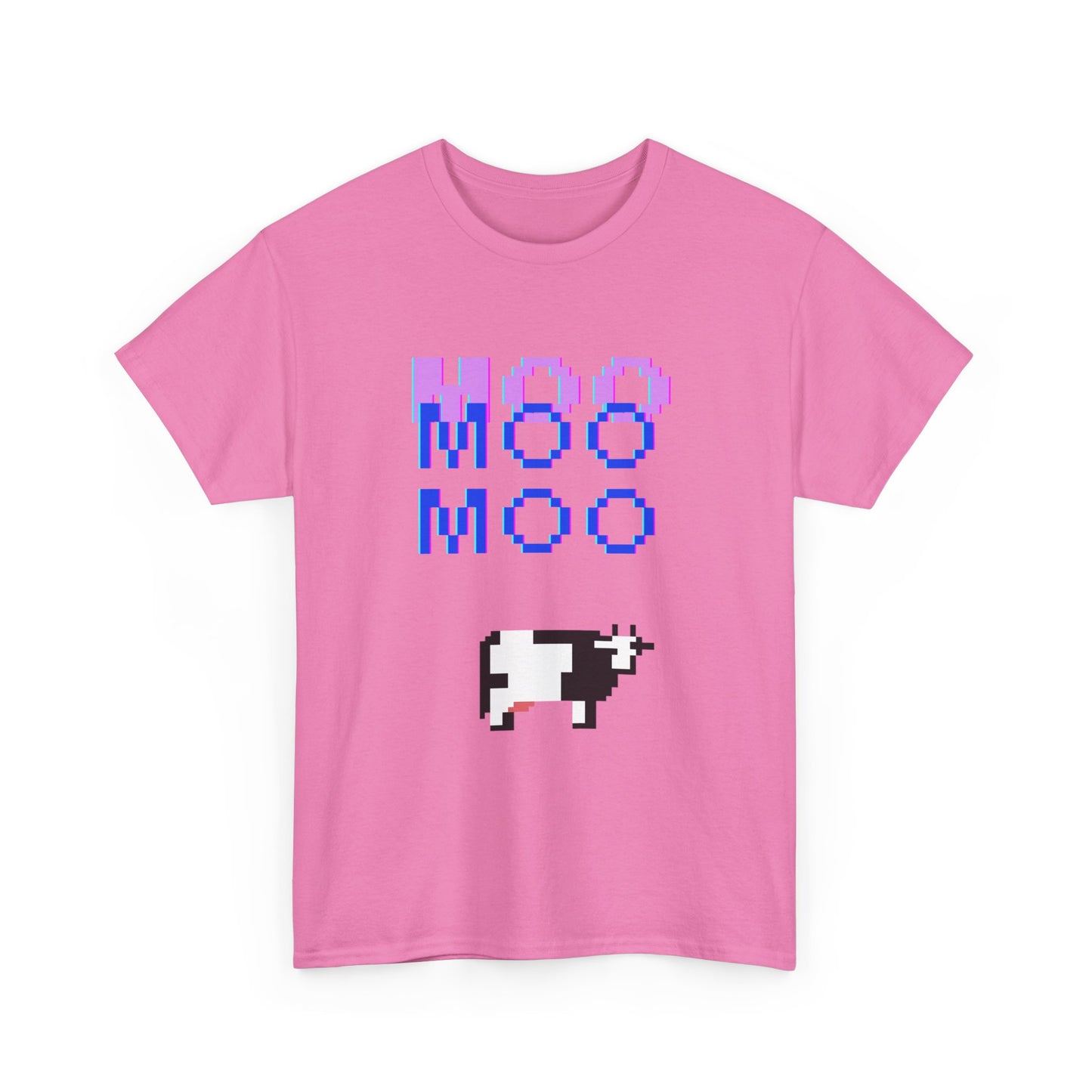 Retro Pixel Art Unisex Heavy Cotton Tee - 'MOO' Design