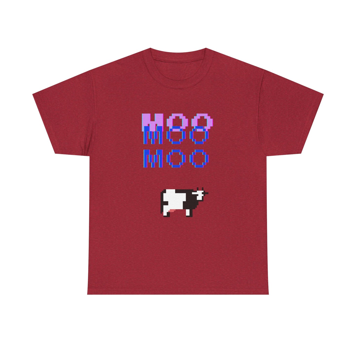 Retro Pixel Art Unisex Heavy Cotton Tee - 'MOO' Design