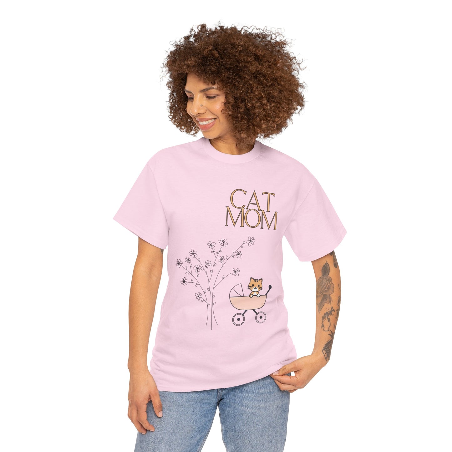 Cat Mom Unisex Heavy Cotton Tee - Cute and Comfy Shirt for Cat Lovers